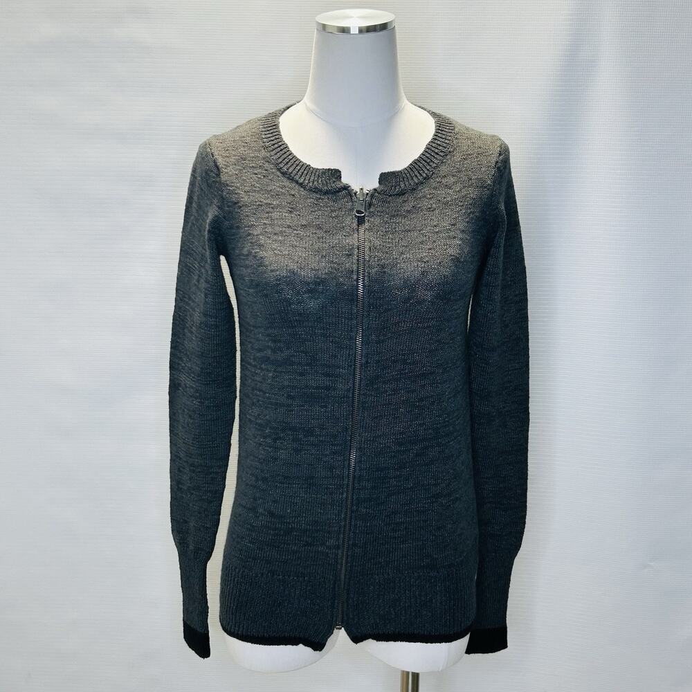 Free People Full Zip Cardigan Sweater Womens Size XS Gray Cotton Wool Blend